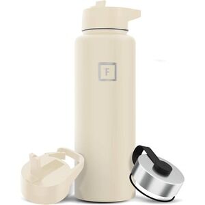 IRON FLASK Hydration Creme w/ 3 Lids Stainless Steel, Insulated Water Bottle-NWT
